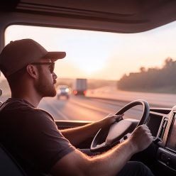 Truck driver driving a large truck