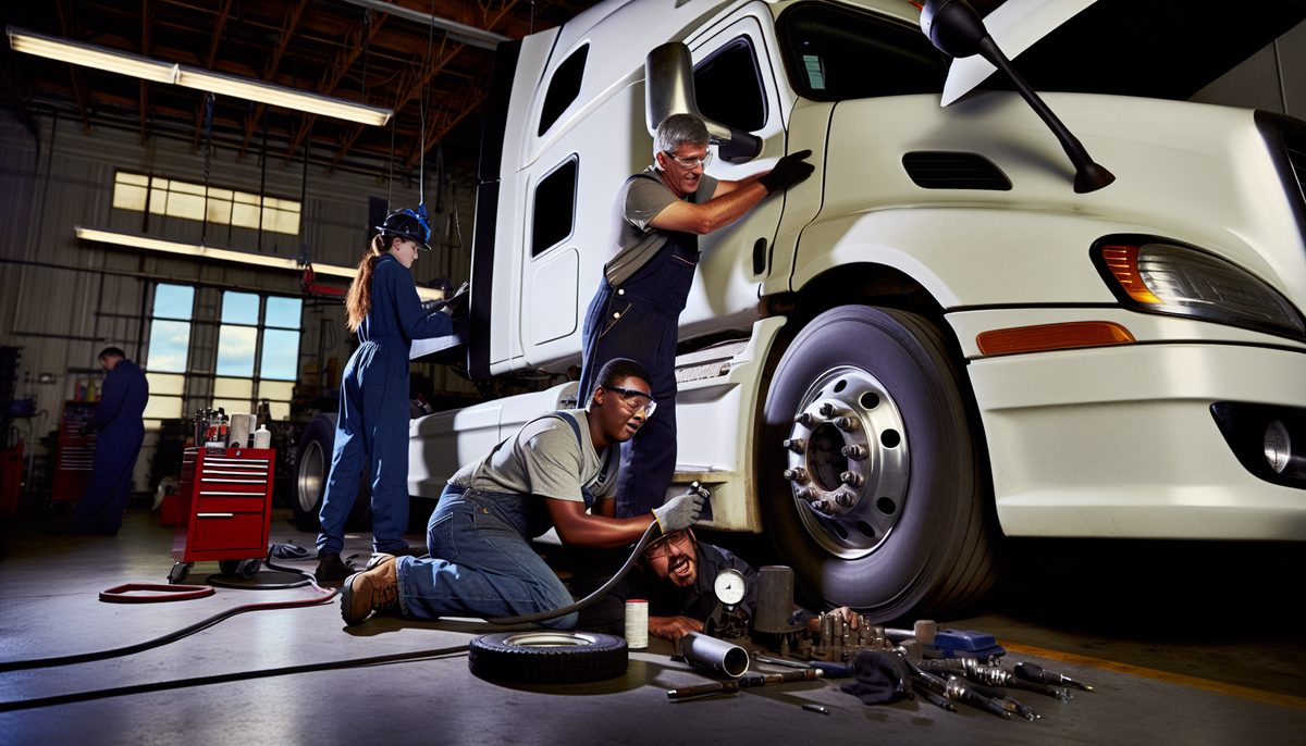 Photo of a truck undergoing maintenance