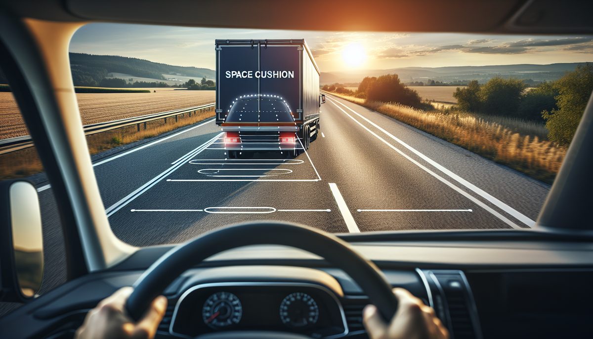 Illustration of safe driving techniques for bobtail truck operators