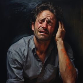 man with pain and suffering