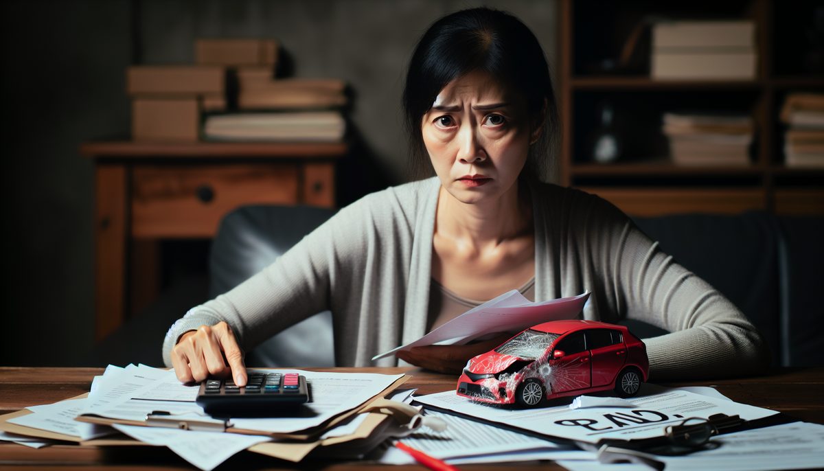 Person reviewing medical and repair bills after a car accident