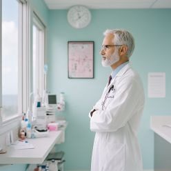 doctor standing in examining room