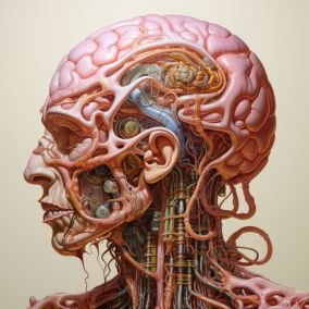 human brain with traumatic brain injury