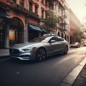 Uber rideshare car on street